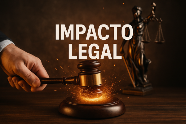 Mazo de juez con el texto: impacto legal